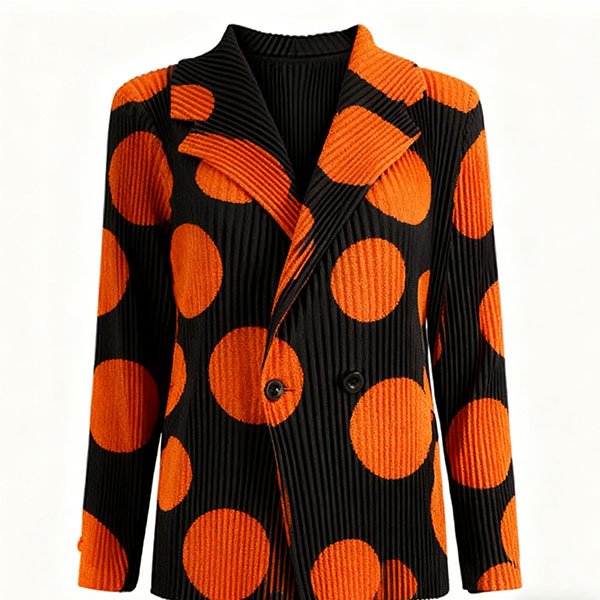 Orange polka dot corduroy suit jacket