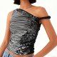 Zebra striped one-shoulder camisole