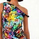 Graffiti One-Shoulder Tank Top