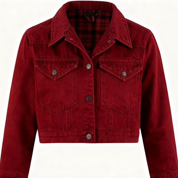 Men's Red Casual Denim Jacket