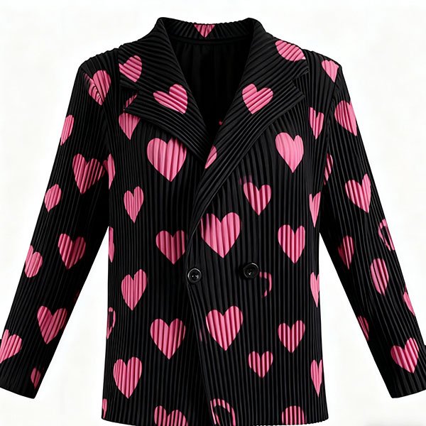 Pink heart-shaped corduroy suit jacket
