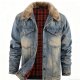 Men's denim jacket with fur collar