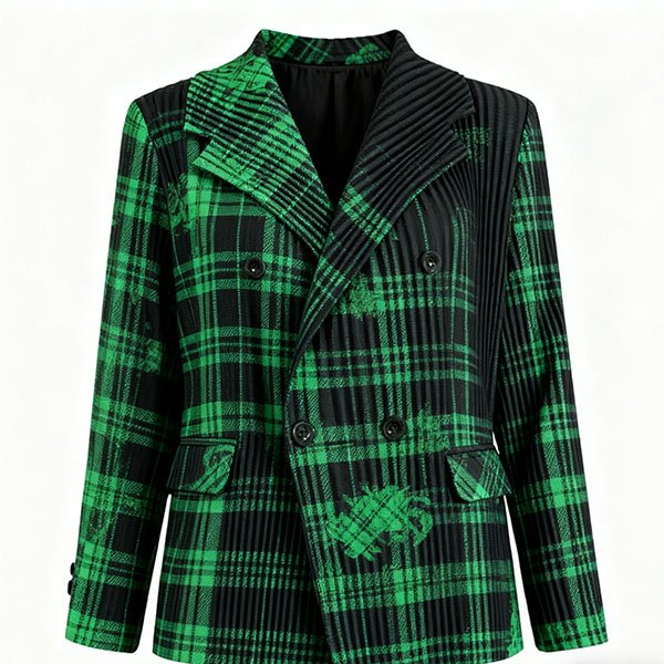 Green plaid corduroy suit jacket