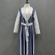 Women's vertical blue and white striped cashmere coat for winter