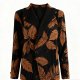 Retro leaf print corduroy suit jacket